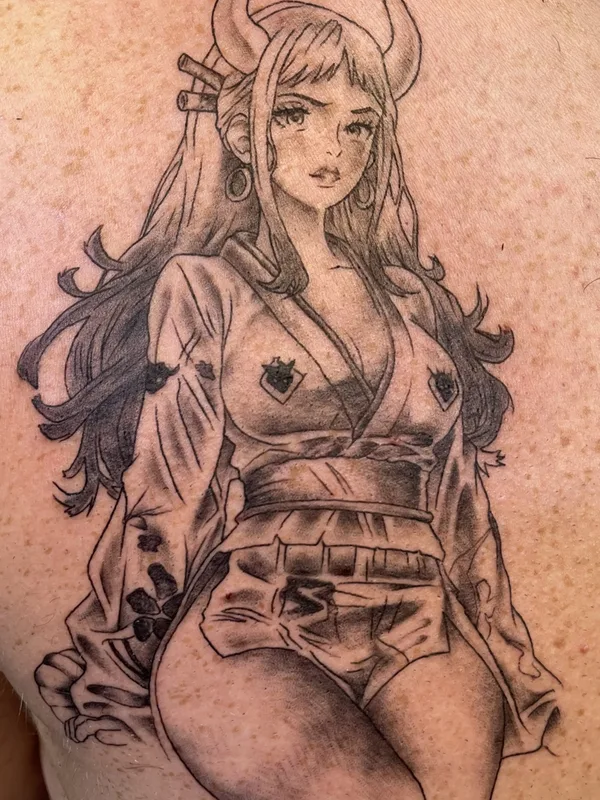 female black and grey anime 纹身 在 back #79739 | 纹身师 Clyde Wint - Lyfestyle Tattoos