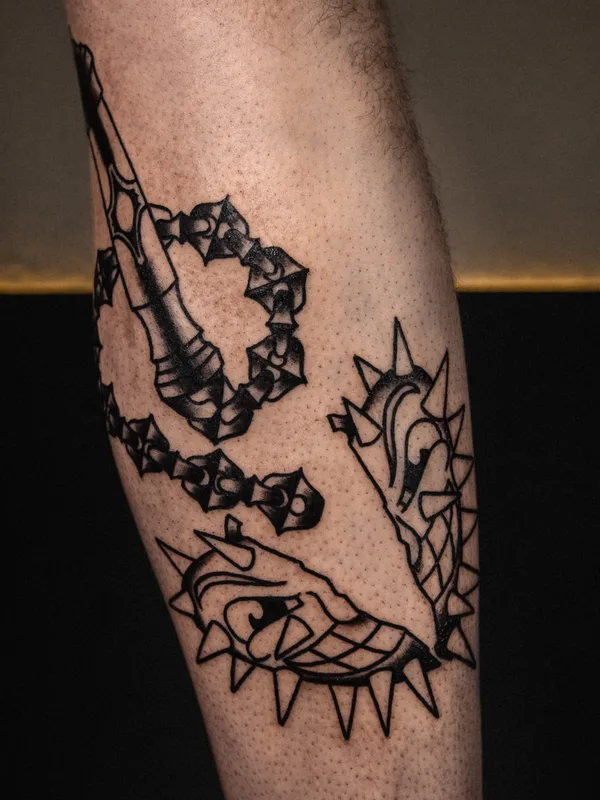 black blackwork татуировка на calf #79741 | Тату мастер Иван Луговкин 