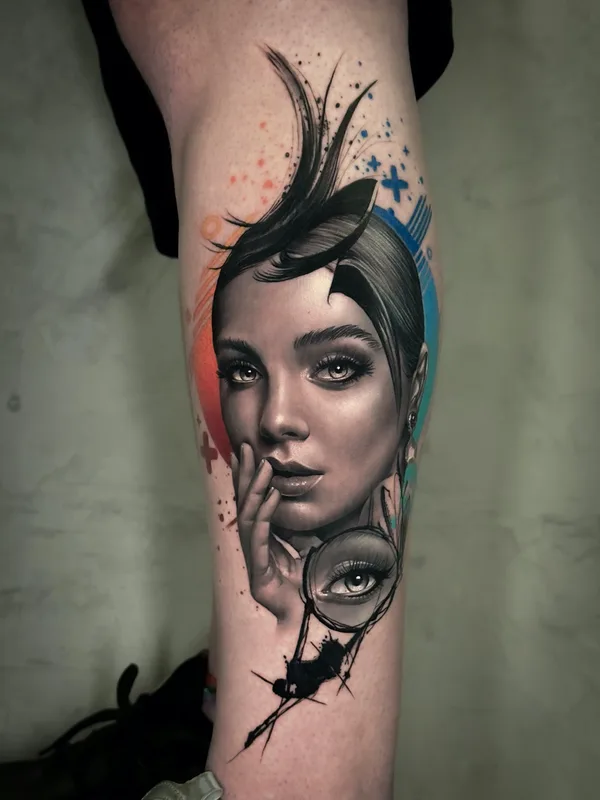female color realism Tatuagem em calf #79804 | Tatuador Neto Coutinho