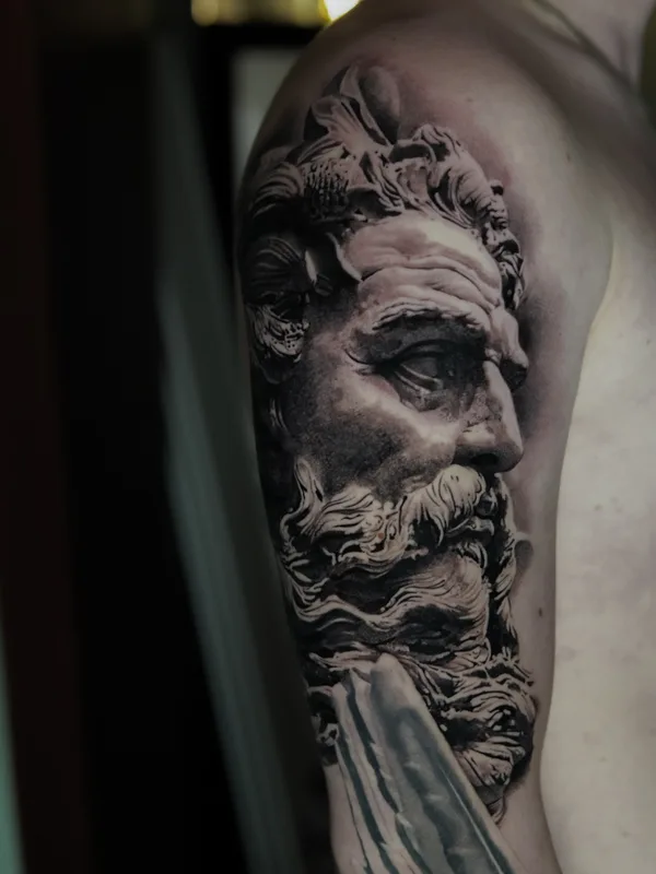 black and grey realism tattoo on upper arm #79824 | Tattoo Artist Pusstattoo 