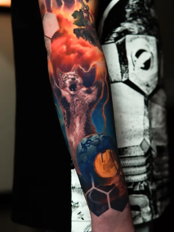male color surrealism tattoo on arm #79825 | Tattoo Artist Pusstattoo 