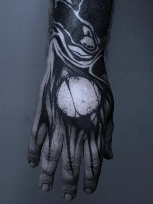 male black abstract tattoo auf leg #79872 | Tätowierer Максим zaycev_ink