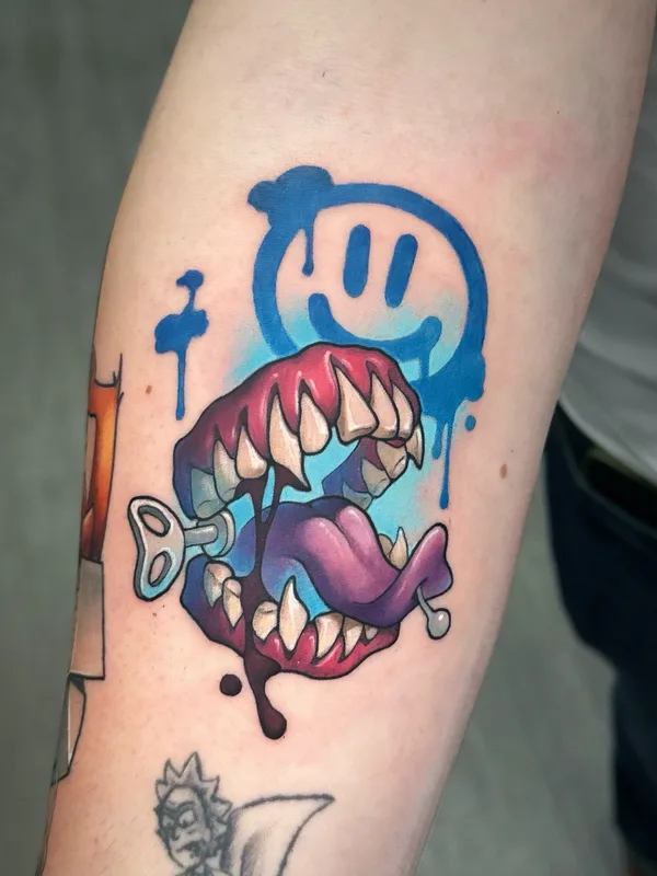 color new school tatouage sur forearm #80043 | Artiste tatoueur Лена Александрова