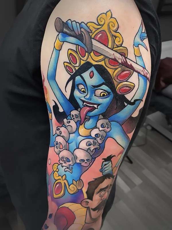 color illustrative tatouage sur full sleeve #80044 | Artiste tatoueur Лена Александрова