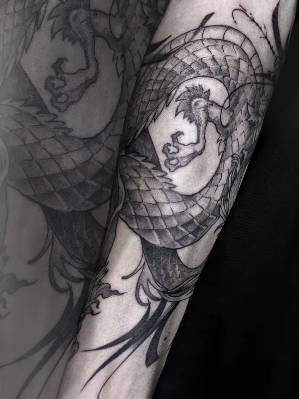 black and grey japanese татуировка на forearm #80074 | Тату мастер Аня Жиганова