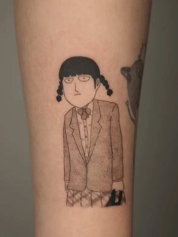 black and grey anime Tatuagem em forearm #80304 | Tatuador Полина @ushivaka