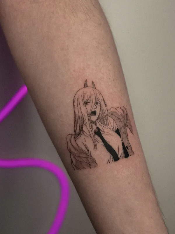 black and grey anime Tatuagem em forearm #80308 | Tatuador Полина @ushivaka