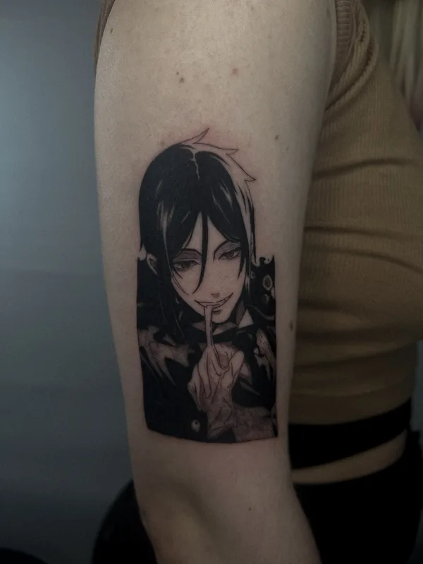 black anime Tatuagem em upper arm #80311 | Tatuador Полина @ushivaka