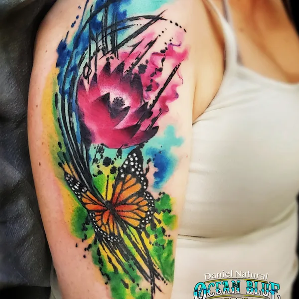 Watercolor tattoo by Daniel Natural in Minneapolis