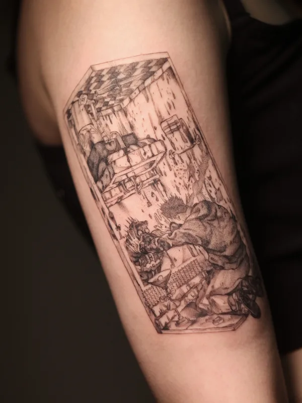 black and grey illustrative 타투 부위 forearm #80366 | 타투이스트 Катя Tsugisa