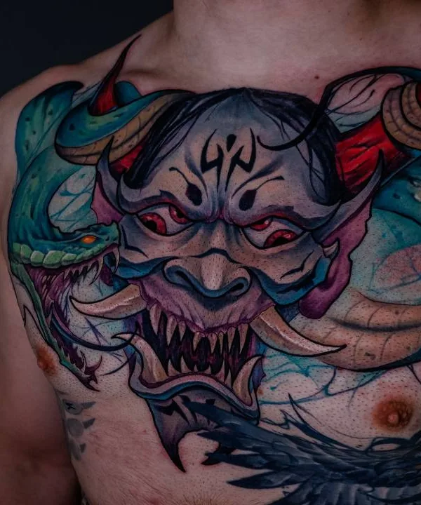 male color neotraditional Tatuaggio su chest #80472 | Tatuatore Виктор Рассадний