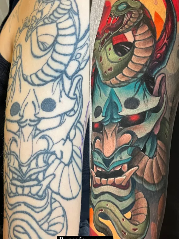 color japanese Tatuaggio su bicep #80476 | Tatuatore Виктор Рассадний