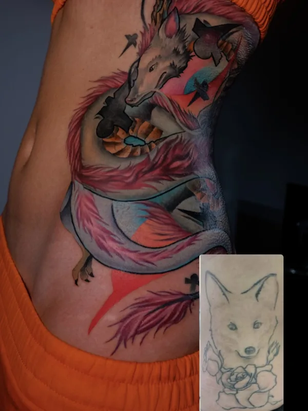 female color neotraditional Tatuaggio su side #80474 | Tatuatore Виктор Рассадний