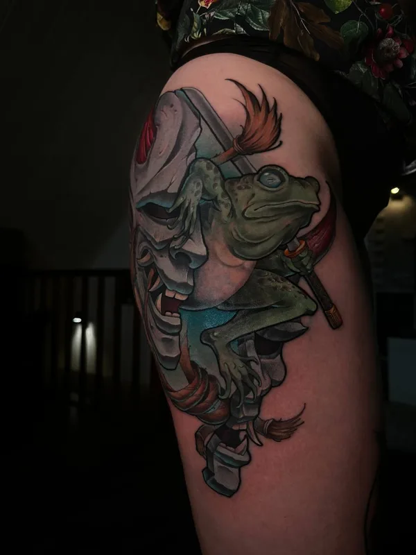 female color neotraditional Tatuaggio su thigh #80479 | Tatuatore Виктор Рассадний
