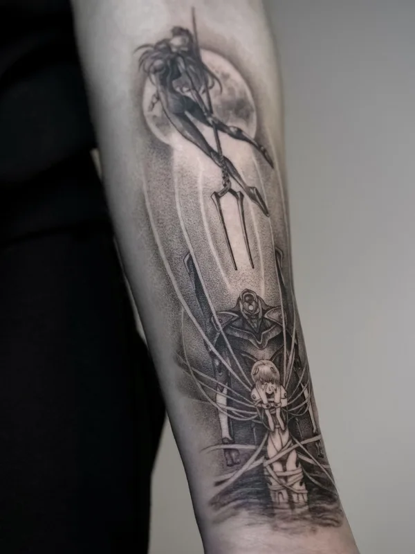 black and grey anime татуировка на forearm #80735 | Тату мастер Кристина Бирюкова