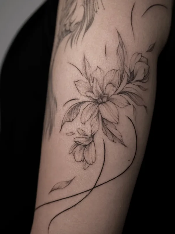 black and grey fineline татуировка на forearm #80743 | Тату мастер Кристина Бирюкова