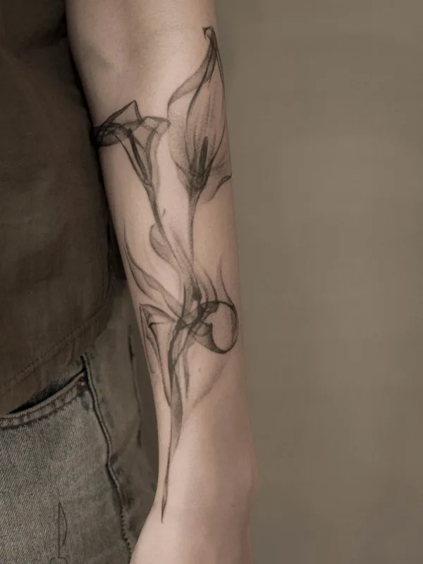 black and grey fineline татуировка на forearm #81017 | Тату мастер Анна Козырева Dendobryj 