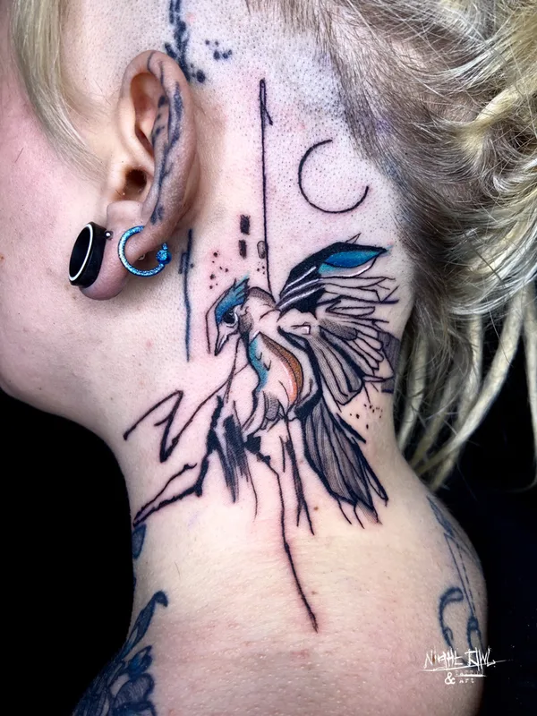 color abstract tattoo on neck #81158 | Tattoo Artist Night Owl Tattoo