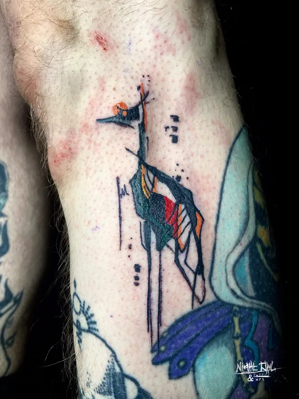color abstract tattoo on leg #81161 | Tattoo Artist Night Owl Tattoo