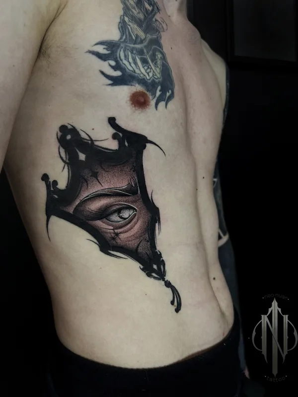 male black and grey dark 타투 부위 ribcage #81197 | 타투이스트 Роман Neo_nuar