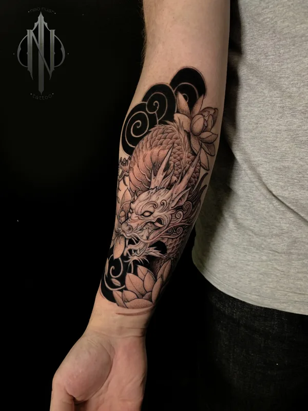 black and grey japanese 타투 부위 forearm #81198 | 타투이스트 Роман Neo_nuar