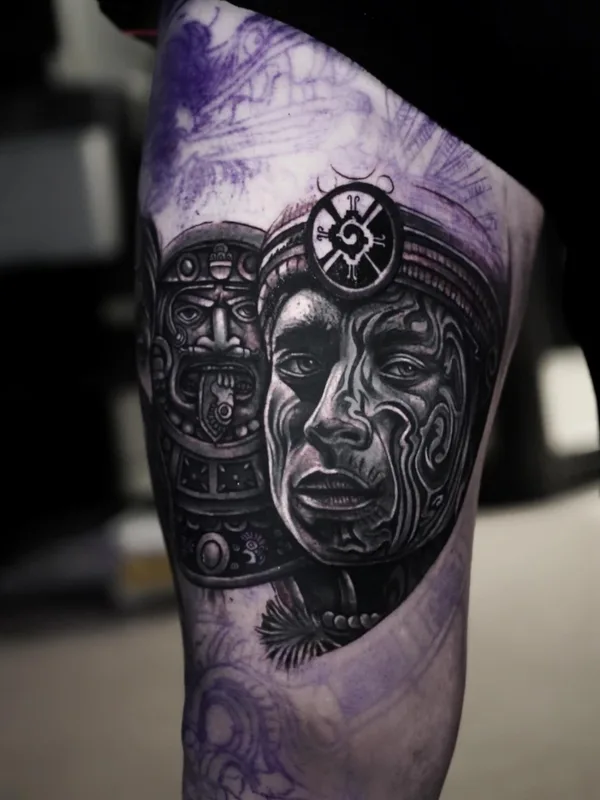 black and grey black and grey tattoo on thigh #81249 | Tattoo Artist Edi Contreras