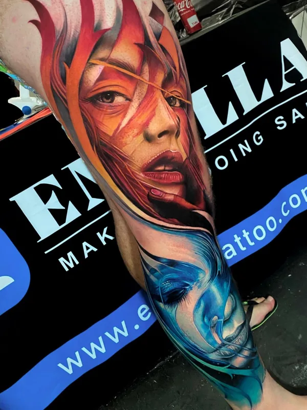 color realism tattoo on full leg #81255 | Tattoo Artist Edi Contreras