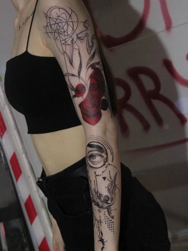 female color illustrative татуировка на full sleeve #81324 | Тату мастер Дмитрий Галата
