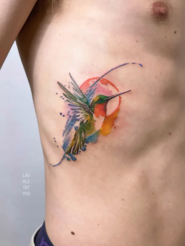 color watercolor tattoo auf ribcage #81437 | Tätowierer LaVale TatYou