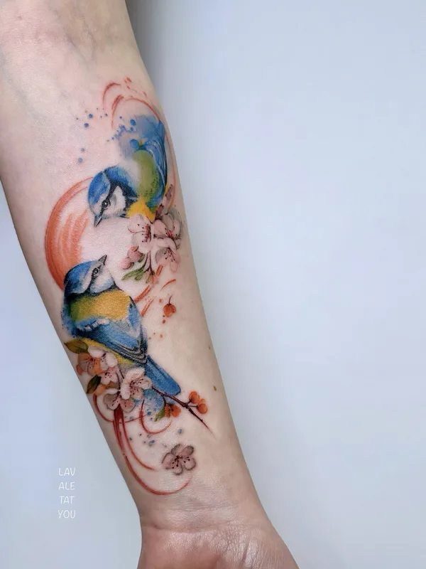 female color watercolor tattoo auf forearm #81439 | Tätowierer LaVale TatYou