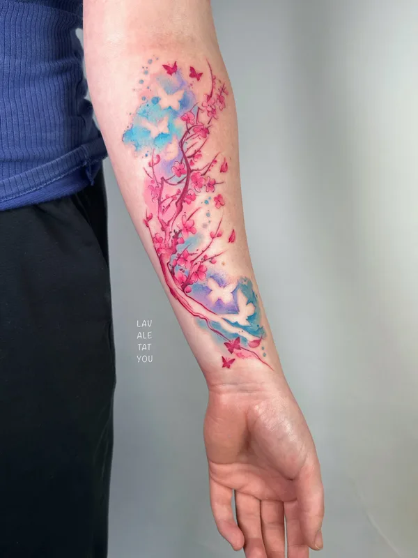color watercolor tattoo auf forearm #81440 | Tätowierer LaVale TatYou