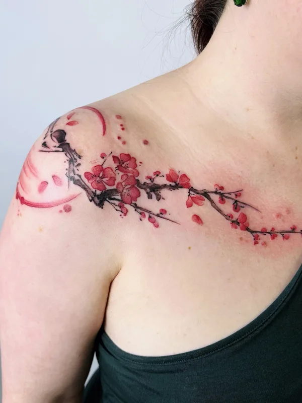 female color japanese tattoo auf shoulder #81442 | Tätowierer LaVale TatYou
