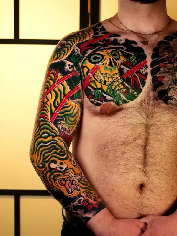 male color japanese tattoo on full sleeve #81497 | Tattoo Artist Michael Rasetti