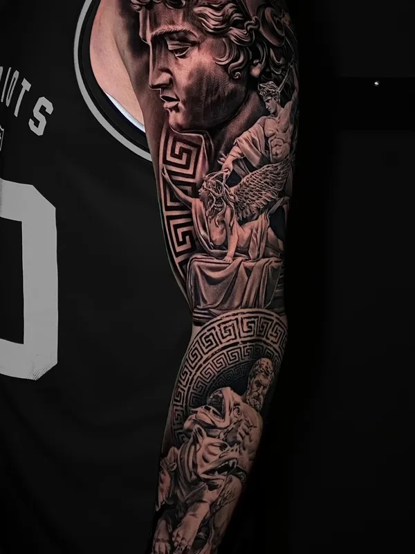black and grey realism Tatuaggio su full sleeve #81509 | Tatuatore Chris Yze