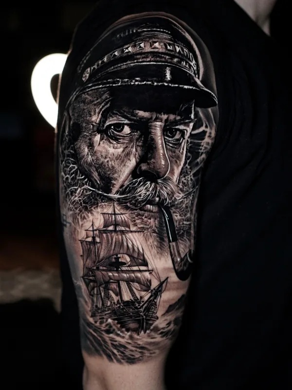 black and grey realism Tatuaggio su full sleeve #81514 | Tatuatore Chris Yze