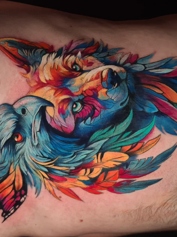 male color watercolor tattoo auf chest #81526 | Tätowierer Margoatir