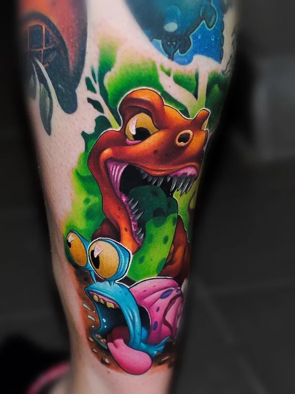 color cartoon tattoo on calf #81625 | Tattoo Artist Misi Furucz