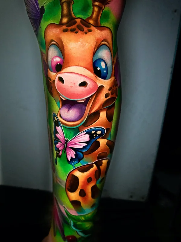 color cartoon tattoo on calf #81629 | Tattoo Artist Misi Furucz