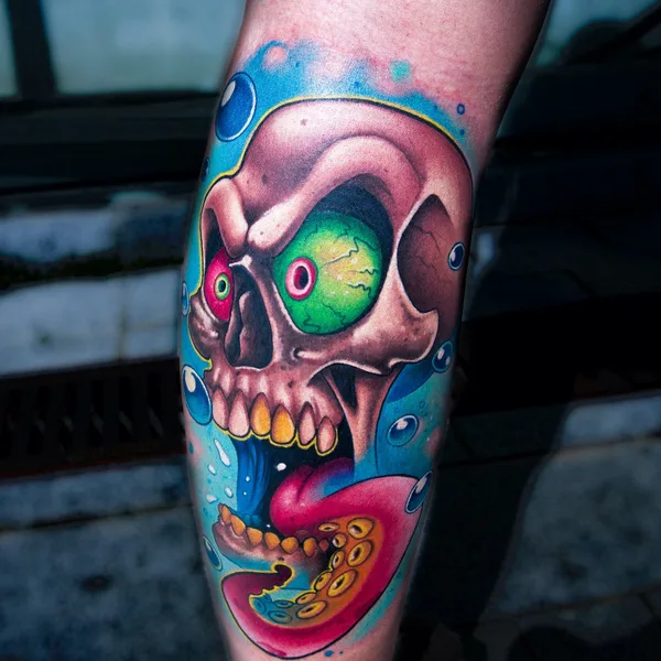 New School tattoo by Misi Furucz in Komárno