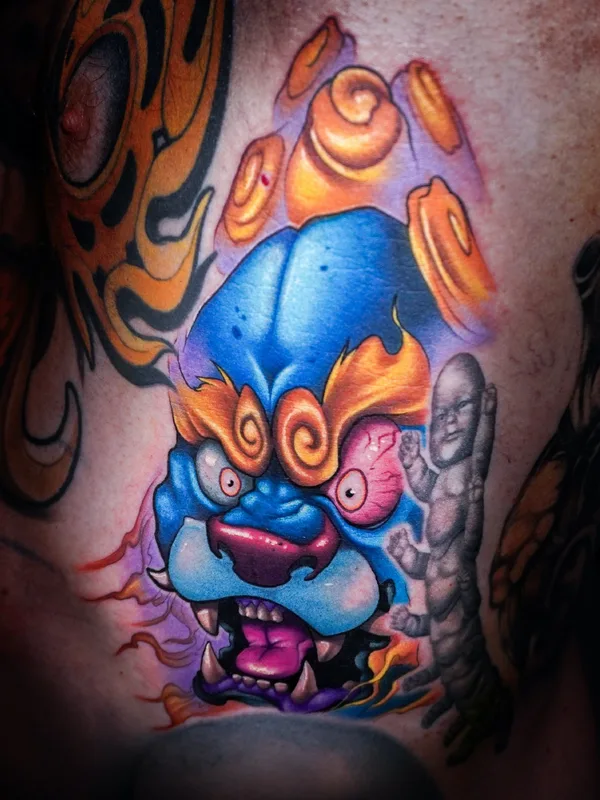 color new school tattoo on chest #81634 | Tattoo Artist Misi Furucz