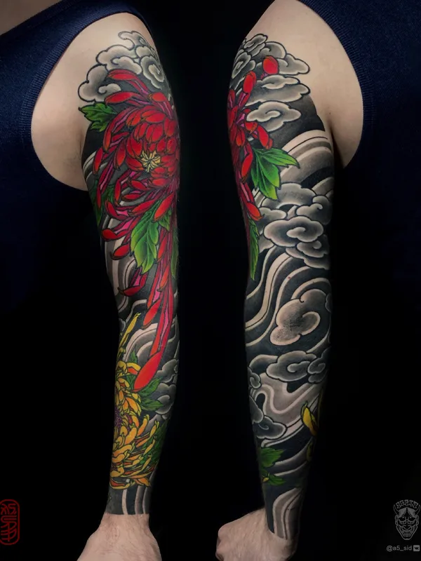 color japanese татуировка на full sleeve #81675 | Тату мастер Иван Сергеев