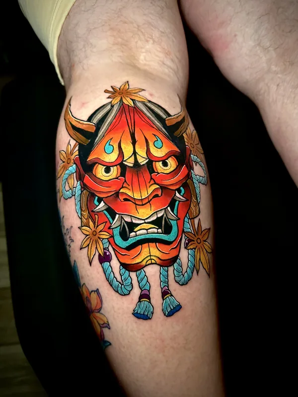 male color japanese tattoo auf calf #81731 | Tätowierer Caio Bottura
