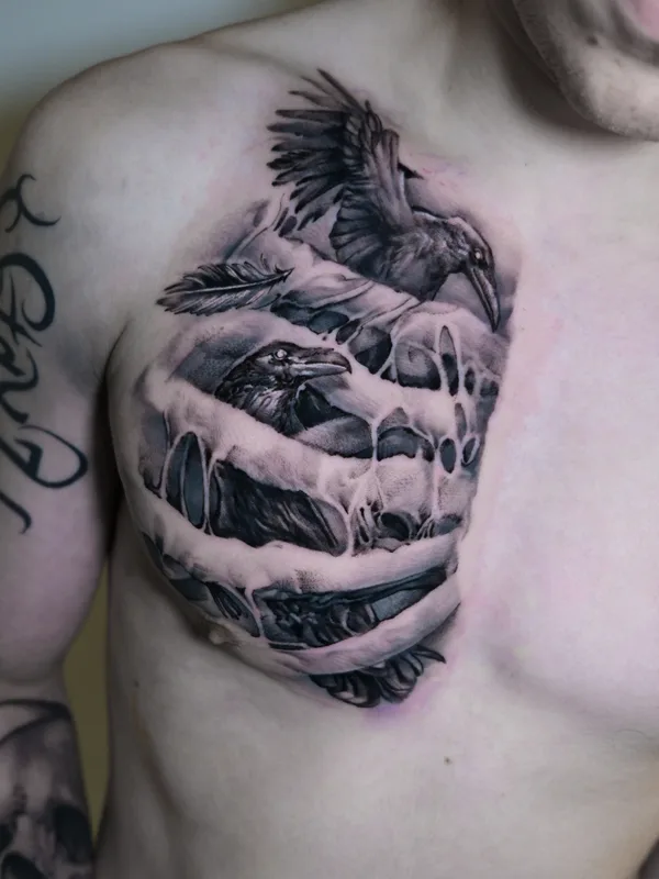 male blackandgrey realism 타투 부위 breast #81821 | 타투이스트 Roman Zakharchenko