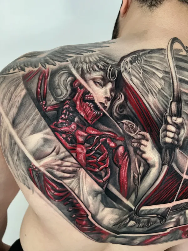 male color realism 타투 부위 back #81826 | 타투이스트 Roman Zakharchenko