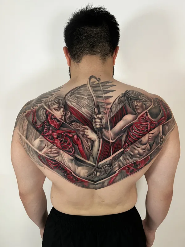 male color realism 타투 부위 back #81830 | 타투이스트 Roman Zakharchenko