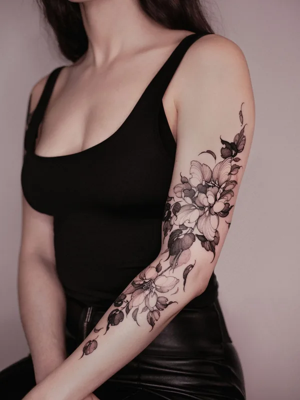 female black botaniс Tatuagem em forearm #81835 | Tatuador ARTY