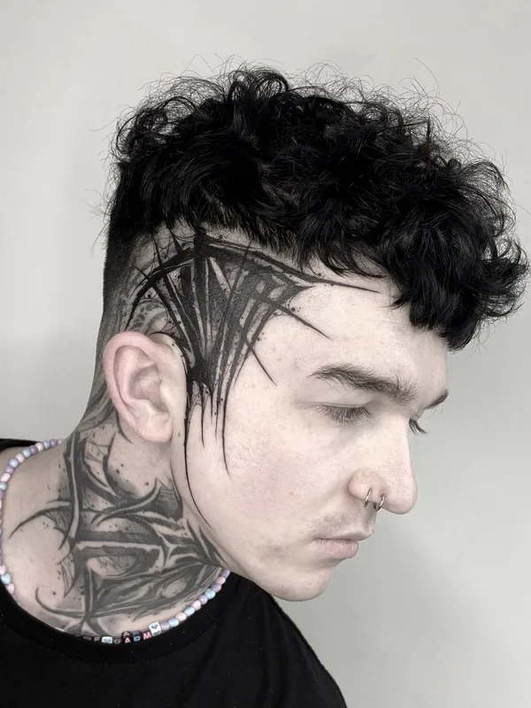 male black and grey blackwork татуировка на neck #81922 | Тату мастер Андрей Подземный