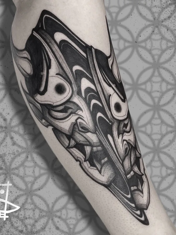 black and grey blackwork татуировка на calf #81924 | Тату мастер Андрей Подземный