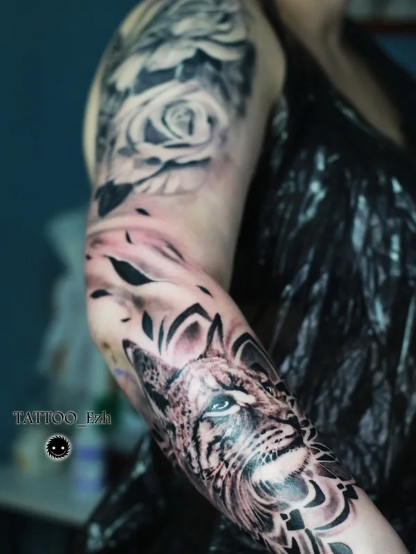black and grey realism 타투 부위 full sleeve #81989 | 타투이스트 Галкин Сергей