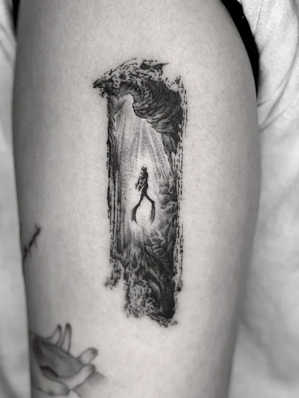 black and grey blackwork tattoo on bicep #82018 | Tattoo Artist Jay Han